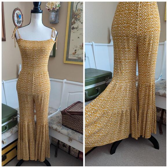 The Impeccable Pig Smocked Bell Bottom Jumpsuit - Picture 1 of 4